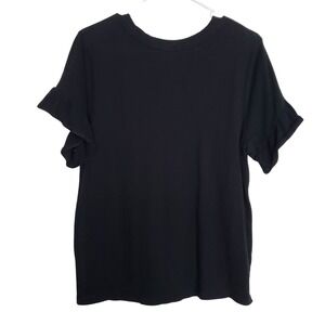 Old Navy Womens Black Flutter Sleeve T Shirt Size S Cotton Basic Top